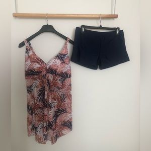 Tropical Two Piece Handkerchief Swim Dress